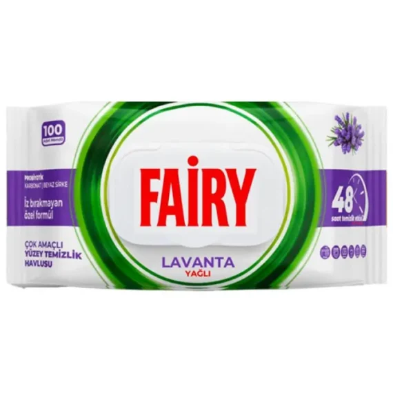 Вологі серветки Fairy Power з активним киснем, оцтом і содою, аромат лаванди, 100 шт.