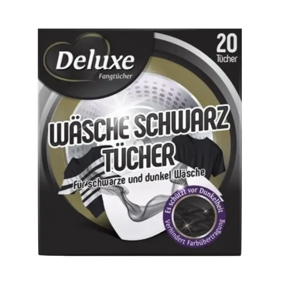 Серветки для захисту кольору під час прання чорної білизни Deluxe Schwar Black 20 шт